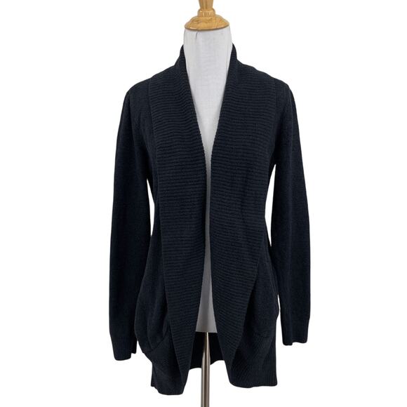 Barefoot Dreams Cardigan M Medium Black CozyChic Lite Circle Open Teddy Fleece - Picture 1 of 12